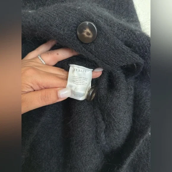 Sezane Mia Cardigan - Black - Kid mohair - Picture 8 of 11